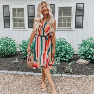 One Shoulder Striped Dress